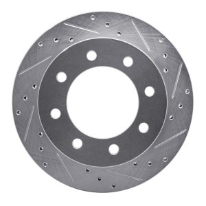 Chevrolet Silverado 2500 HD Classic Brake Rotor (1) - Rear Right - R1 Concepts - Drilled & Slotted - Silver - `99-`20